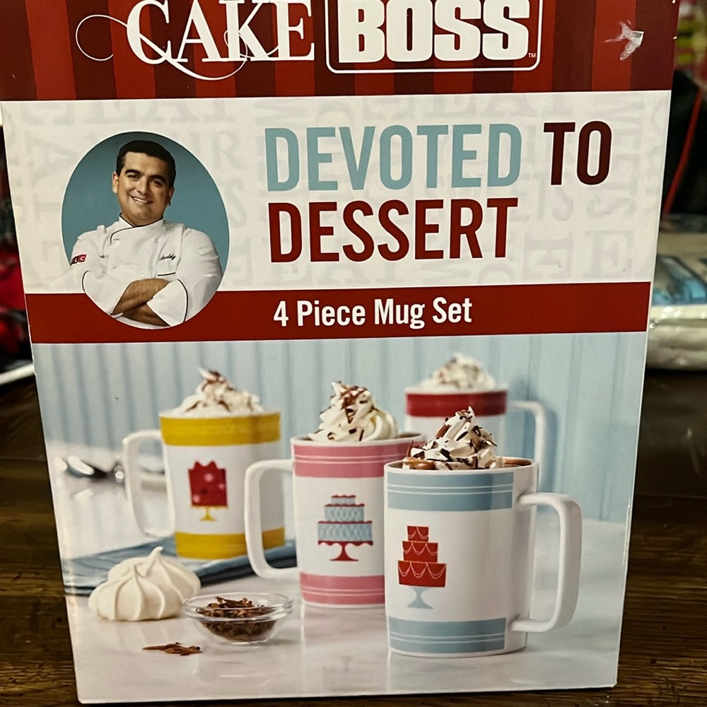 Cake, boss, devoted to dessert for peace mug set brand new inbox